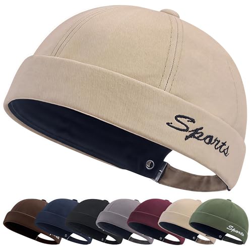 YKDLLF Sommer Docker Cap Cotton Docker Cap Seemannsmütze Hafenmütze Original Dockermütze Herren Sommer Brimless Hat Schnelltrocknend Seemannsmütze von YKDLLF