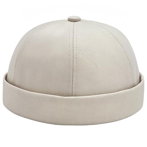 YKDLLF Sommer Docker Cap Cotton Herren Verstellbar Seemannsmütze Cap Ohne Schirm Retro Brimless Hat Rolled Cuff Fischermütze Kurz Docker Hat Schirm Schnelltrocknend von YKDLLF