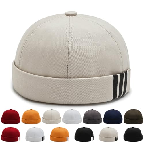 YKDLLF Sommer Docker Cap Cotton Herren Verstellbar Seemannsmütze Cap Ohne Schirm Retro Brimless Hat Rolled Cuff Fischermütze Kurz Docker Hat YKDLLF Sommer Docker Cap Cotton Herren Verstellbar Seemannsmütze Cap Ohne Schirm Retro Brimless Hat Rolled Cuff Fischermütze Kurz Docker Hat von YKDLLF