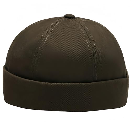 YKDLLF Sommer Docker Cap Cotton Herren Verstellbar Seemannsmütze Cap Ohne Schirm Retro Brimless Hat Rolled Cuff Fischermütze Kurz Docker Hat Schirm Schnelltrocknend von YKDLLF
