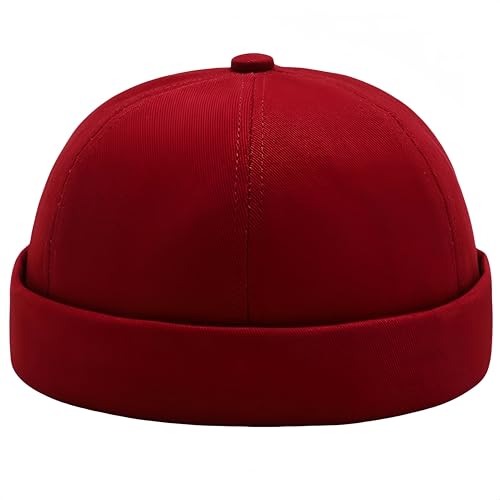 YKDLLF Sommer Docker Cap Cotton Herren Verstellbar Seemannsmütze Cap Ohne Schirm Retro Brimless Hat Rolled Cuff Fischermütze Kurz Docker Hat Schirm Schnelltrocknend von YKDLLF
