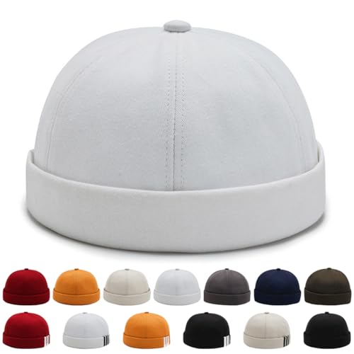 YKDLLF Sommer Docker Cap Cotton Herren Verstellbar Seemannsmütze Cap Ohne Schirm Retro Brimless Hat Rolled Cuff Fischermütze Kurz Docker Hat YKDLLF Sommer Docker Cap Cotton Herren Verstellbar Seemannsmütze Cap Ohne Schirm Retro Brimless Hat Rolled Cuff Fischermütze Kurz Docker Hat von YKDLLF