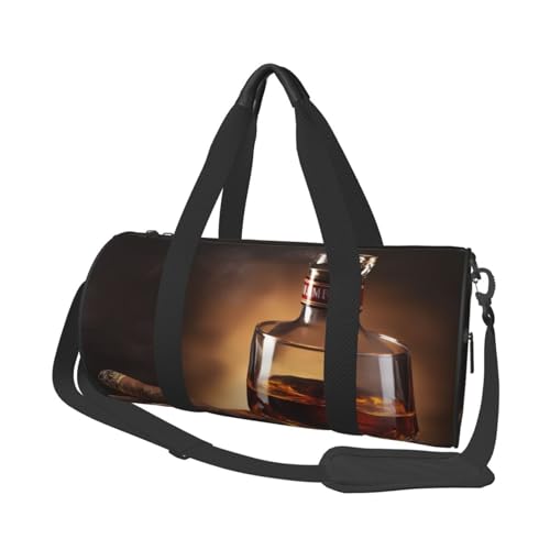 Leichte Reisetasche, Sporttasche, für Damen und Herren, faltbar, Handgepäck, Wochenendtasche, Übernachtungstasche, Brandy, Zigarren, Leinen, Sporttasche für Yoga, Geschäftsreisen, Schwarz , von YKEBDFW