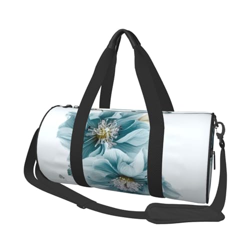 Leichte Reisetasche, Sporttasche, für Damen und Herren, faltbar, Handgepäck, Wochenendtasche, Übernachtungstasche, Hellblau, Blumenmuster, Sporttasche für Yoga, Geschäftsreise, Schwarz , Einheitsgröße von YKEBDFW