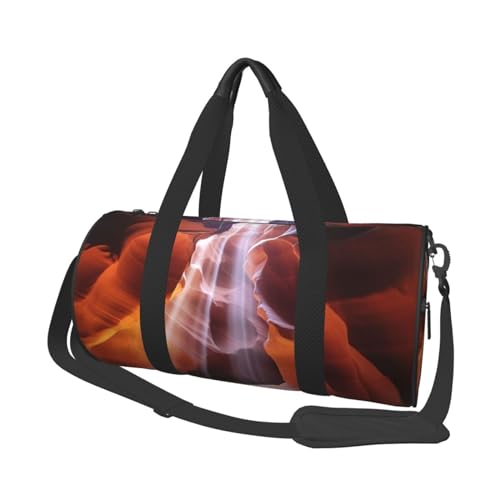 Leichte Reisetasche, Sporttasche für Damen und Herren, faltbar, Handgepäck, Wochenendtasche, Übernachtungstasche, Antilope, Canyon, Segeltuch, Sporttasche für Yoga, Geschäftsreisen, Schwarz , von YKEBDFW