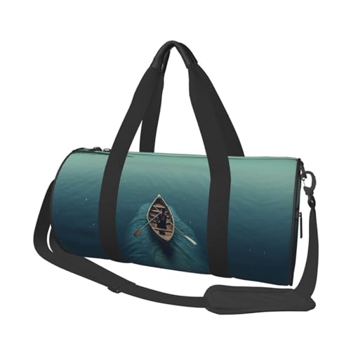 Leichte Reisetasche, Sporttasche für Damen und Herren, faltbar, Handgepäck, Wochenendtasche, Übernachtungstasche, Boot, Rudern, See, Segeltuch, Sporttasche für Yoga, Geschäftsreise, Schwarz , von YKEBDFW