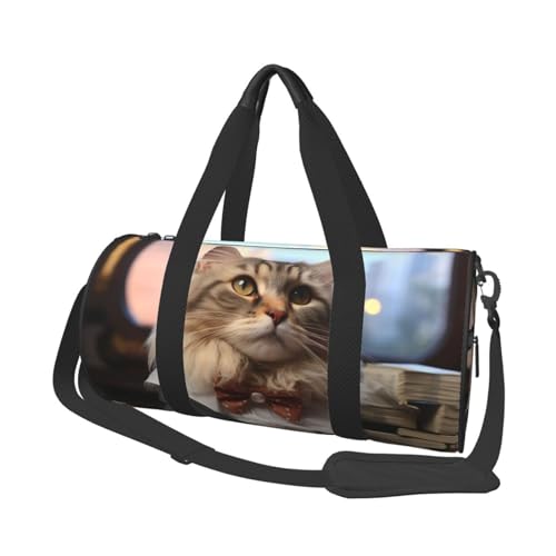 Leichte Reisetasche, Sporttasche für Damen und Herren, faltbar, Handgepäck, Wochenendtasche, Übernachtungstasche, Katze, Sekretärin, Segeltuch, Sporttasche für Yoga, Geschäftsreise, Schwarz , von YKEBDFW