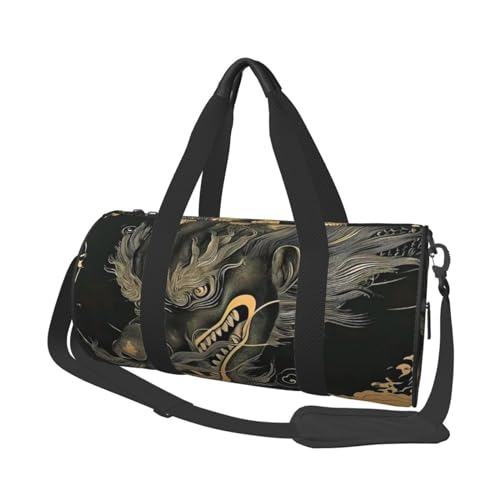 Leichte Reisetasche, Sporttasche für Damen und Herren, faltbar, Handgepäck, Wochenendtasche, Übernachtungstasche, Motiv: fliegender Drache, Malerei, Segeltuch, Sporttasche für Yoga, Geschäftsreise, von YKEBDFW