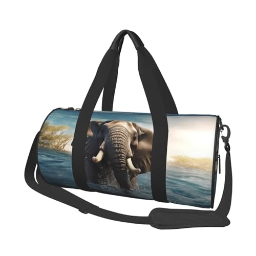 Leichte Reisetasche, Sporttasche für Damen und Herren, faltbar, Handgepäck, Wochenendtasche, Übernachtungstasche, Schwimmen, afrikanischer Elefant, Segeltuch, Sporttasche für Yoga, Geschäftsreise, von YKEBDFW