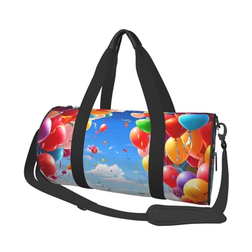 Leichte Reisetasche, Sporttasche für Damen und Herren, faltbar, Handgepäck, Wochenendtasche, Übernachtungstasche, bunte Luftballons, Segeltuch, Sporttasche für Yoga, Geschäftsreisen, Schwarz , von YKEBDFW