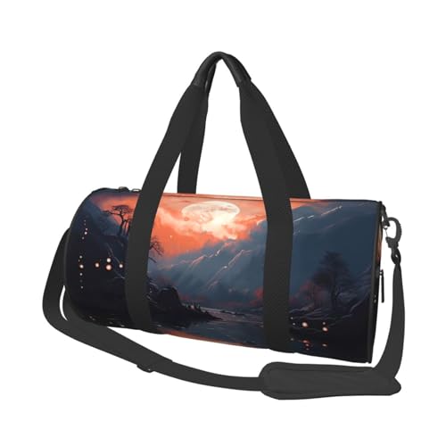 Leichte Reisetasche, Sporttasche für Damen und Herren, faltbar, Handgepäck, Wochenendtasche, Übernachtungstasche, digitale Malerei, Leinwand, Sporttasche für Yoga, Geschäftsreise, Schwarz , von YKEBDFW