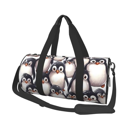 Leichte Reisetasche, Sporttasche für Damen und Herren, faltbar, Handgepäck, Wochenendtasche, Übernachtungstasche, niedliche Pinguine, Skizze, Segeltuch, Sporttasche für Yoga, Geschäftsreise, Schwarz , von YKEBDFW