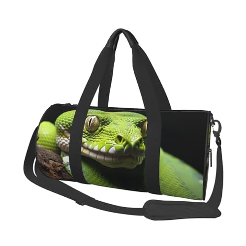 Leichte Reisetasche, Sporttasche für Damen und Herren, faltbar, Handgepäck, Wochenendtasche, Übernachtungstasche, niedlicher grüner Baum, Python, Segeltuch, Sporttasche für Yoga, Geschäftsreise, von YKEBDFW