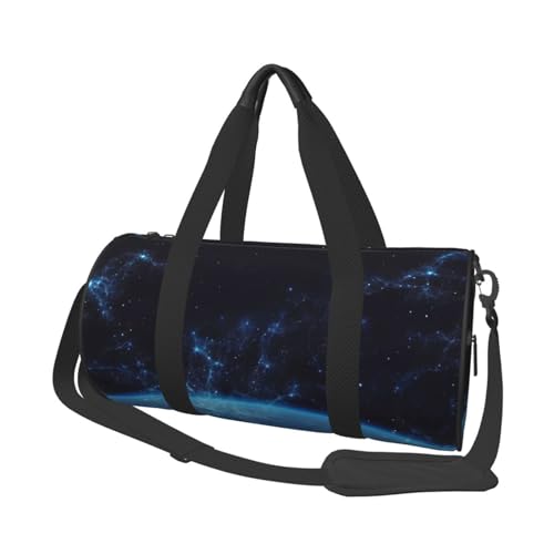 Leichte Reisetasche für Damen und Herren, faltbar, Handgepäck, Wochenendtasche, Übernachtungstasche, blaues Sternbild, Galaxie, Segeltuch, Sporttasche für Yoga, Geschäftsreise, Schwarz , Einheitsgröße von YKEBDFW