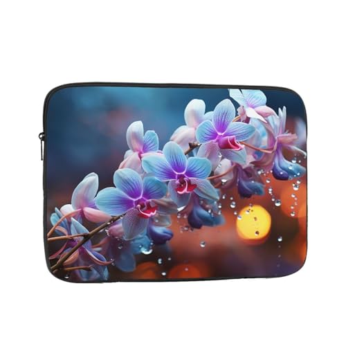 YKEBDFW Laptoptasche, Motiv: bunte Orchideen, Blumen, stoßfest, tragbar, 38,1 cm (15 Zoll), wasserdichte Tragetasche, Laptop-Hülle, Aktentasche für Damen und Herren von YKEBDFW