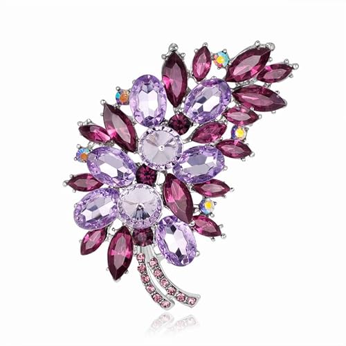 YKEBVPW Brosche im Vintage-Stil mit violetten Kristallen, für Damen, große Anstecknadel mit Goldton, extra floral, eleganter Schmuck, Kleidung, Zubehör, Broschennadeln YKEBVPW Brosche im Vintage-Stil mit violetten Kristallen, für Damen, große Anstecknadel mit Goldton, extra floral, eleganter Schmuck, Kleidung, Zubehör, Broschennadeln von YKEBVPW
