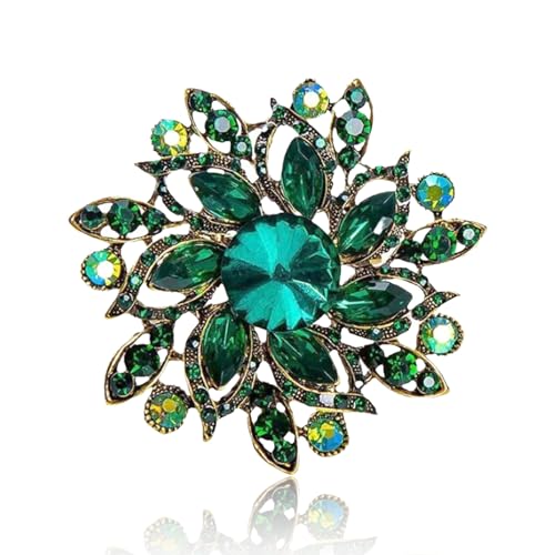 YKEBVPW Grüne Brosche im Vintage-Stil, Kristall-Blumennadeln für Damen, große elegante Broschen und Anstecknadel, Modeaccessoires, Damenmantel für Schmuck, Hochzeit, Abschlussball YKEBVPW Grüne Brosche im Vintage-Stil, Kristall-Blumennadeln für Damen, große elegante Broschen und Anstecknadel, Modeaccessoires, Damenmantel für Schmuck, Hochzeit, Abschlussball von YKEBVPW