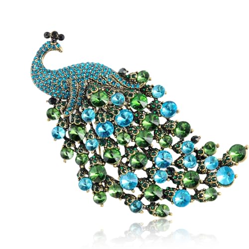 YKEBVPW Pfauenbrosche, große Anstecknadel für Damen, exquisite Kristallvogel, modische Anstecknadeln, eleganter Schmuck, Kleider, Hochzeit, Geburtstag, übertriebene Brosche YKEBVPW Pfauenbrosche, große Anstecknadel für Damen, exquisite Kristallvogel, modische Anstecknadeln, eleganter Schmuck, Kleider, Hochzeit, Geburtstag, übertriebene Brosche von YKEBVPW