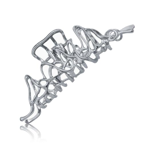 YKEBVPW Silberne Haarklammer für Damen, große Persönlichkeit, Metall-Haarspangen, starker Halt, rutschfeste Clips, dick und dünn, Accessoires, Linienkunst-Design, tägliche Party YKEBVPW Silberne Haarklammer für Damen, große Persönlichkeit, Metall-Haarspangen, starker Halt, rutschfeste Clips, dick und dünn, Accessoires, Linienkunst-Design, tägliche Party von YKEBVPW