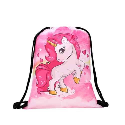 YKKJ Einhorn Kordelzugtasche,Einhorn Kordelzug Rucksack Turnbeutel Gym Sack Beutel 3D Fullprint Rucksack Kordelzug Leinwand Tasche für Jungen Mädchen Gym School Swimming Pool Beach Camping Travel von YKKJ