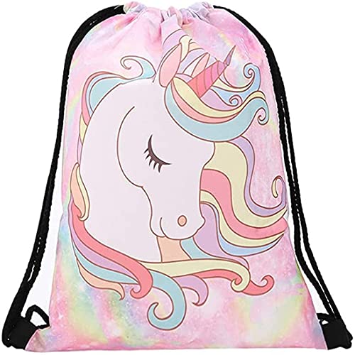 YKKJ Einhorn Kordelzugtasche,Einhorn Kordelzug Rucksack Turnbeutel Gym Sack Beutel 3D Fullprint Rucksack Kordelzug Leinwand Tasche für Jungen Mädchen Gym School Swimming Pool Beach Camping Travel von YKKJ