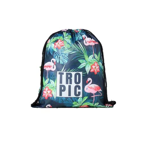 YKKJ Flamingo Kordelzugtasche,Flamingo Kordelzug Rucksack Turnbeutel Gym Sack Beutel 3D Fullprint Rucksack Kordelzug Leinwand Tasche für Jungen Mädchen Gym School Swimming Pool Beach Camping Travel von YKKJ