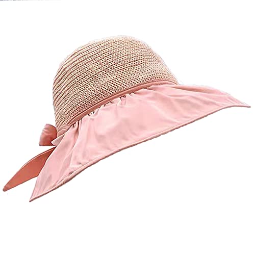 YKKJ Sommer-Strand-Hut，Damen Sonnenhüte，mit Breiter Krempe Sommerhut Damen Faltbarer für Urlaub und Strand.（pink） von YKKJ
