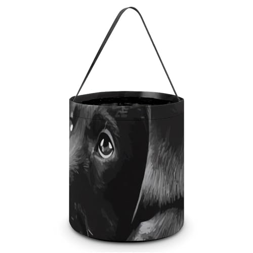 YKLBV Maße (B x L x L): 20 x 18 x 18 cm, Halloween-Tragetasche, schwarzer Labrador-Welpe, bedruckte Süßigkeitentüten – wiederverwendbar für Partys und Geschenke von YKLBV