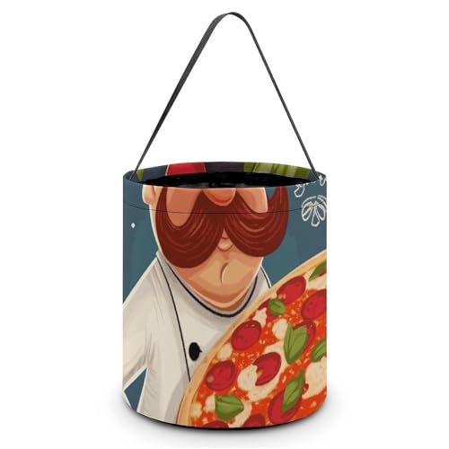 YKLBV [Maße (B x L x L): 20 x 21 x 18 cm Griff: Halloween-Tragetasche, Koch, Pizza, bedruckte Süßigkeitentüten – wiederverwendbar für Partys und Geschenke von YKLBV