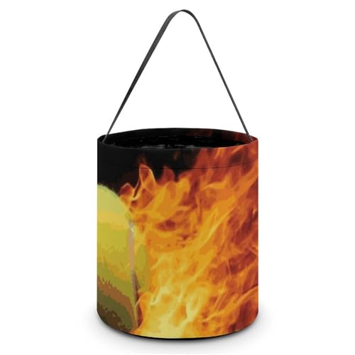 YKLBV [Maße: 20 x 21 x 18 cm (B x L x L); Halloween-Tragetasche, brennendes Tennisbild, bedruckte Süßigkeitentüten – wiederverwendbar für Partys und Geschenke von YKLBV