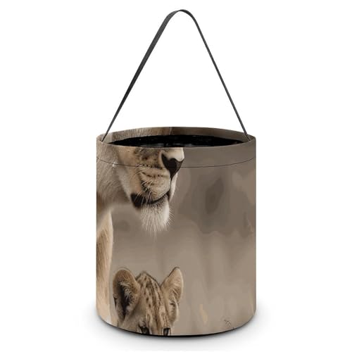 YKLBV Maße: 20 x 21 x 18 cm (B x L x L). Halloween-Tragetasche, Löwin mit Cub, bedruckte Süßigkeitentüten – wiederverwendbar für Partys und Geschenke von YKLBV