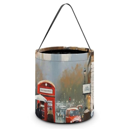 YKLBV [Maße: 20 x 21 x 18 cm (B x L x L] Halloween-Tragetasche, London-Impression-bedruckte Süßigkeitentüten – wiederverwendbar für Partys und Geschenke von YKLBV