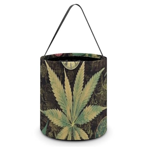 YKLBV [Maße: 20 x 21 x 18 cm (B x L x L] Halloween-Tragetasche, bedruckt mit Marihuana-Motiv, wiederverwendbar, für Partys und Geschenke von YKLBV
