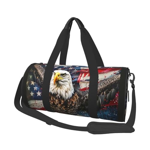 Sporttasche mit Schmetterlings-Motiv, mit Nasstasche und Schuhfach, Reisetasche, für Damen und Herren, USA-Flagge, Adler, Einheitsgröße, Reisetasche von YKLJG