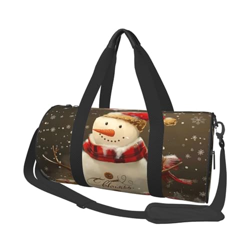 Sporttasche mit niedlichem Lama-Blumendruck, mit Nassfach und Schuhfach, Reisetasche, für Damen und Herren, Weihnachts-Schneemann, Einheitsgröße, Reisetasche von YKLJG