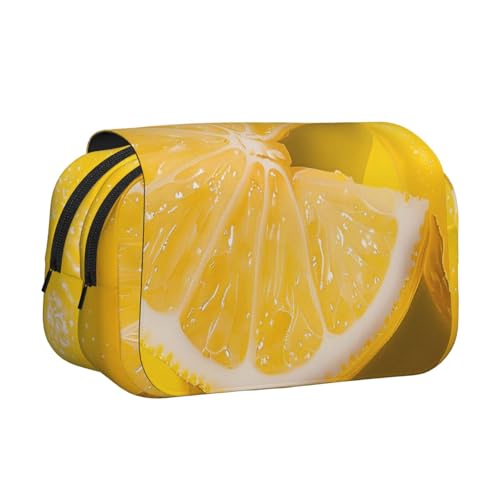 YKLJG Art Ladybug Tracks Druck-Flip-Top-Federmäppchen Stift-Organizer mit 2 Reißverschlussfächern, große Kapazität, Make-up-Taschen für Schule, Reisen und Büro, Gelbe Zitrone., Einheitsgröße von YKLJG