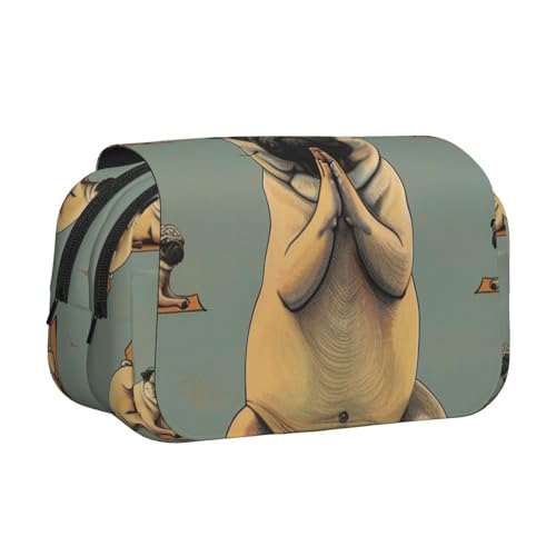 YKLJG Background with Night Butterflie Print Flip-Top Pencil Case Pen Organizer with 2 Zipper Compartments, Large Capacity Makeup Bags for School, Travel & Office, Yoga Mops, Einheitsgröße von YKLJG