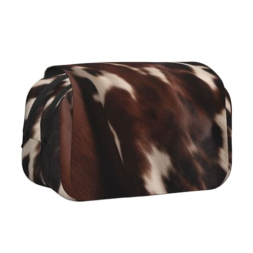 YKLJG Cookies Food Chocolate Chip Biscuits Print Flip-Top Pencil Case Pen Organizer with 2 Zipper Compartments, Large Capacity Makeup Bags for School, Travel & Office, Braunes Rindsleder von YKLJG