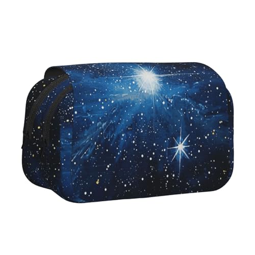 YKLJG Federmäppchen mit Cartoon-Medizin-Druck, Flip-Top-Federmäppchen, Stift-Organizer mit 2 Reißverschlussfächern, große Kapazität, Make-up-Taschen für Schule, Reisen und Büro, Blauer glänzender von YKLJG