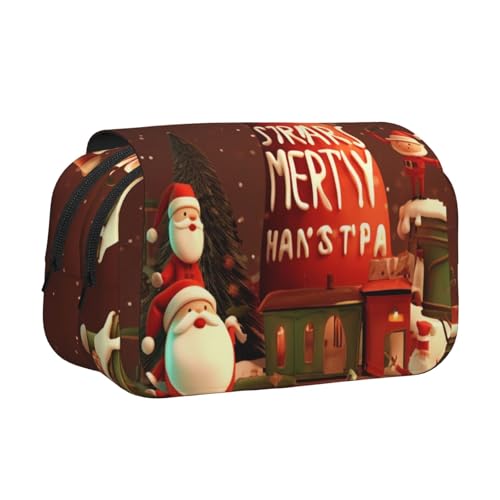 YKLJG Federmäppchen mit Flamingo-Ananas-Druck, Flip-Top, Stift-Organizer mit 2 Reißverschlussfächern, große Kapazität, Make-up-Taschen für Schule, Reisen und Büro, weihnachtsmotiv, Einheitsgröße von YKLJG