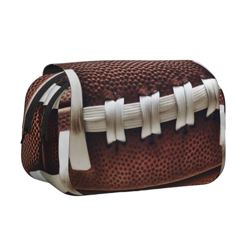 YKLJG Federmäppchen mit Lotusblumen-Druck, Flip-Top, Stift-Organizer mit 2 Reißverschlussfächern, große Kapazität, Make-up-Taschen für Schule, Reisen und Büro, American Football Schnürsenkel von YKLJG