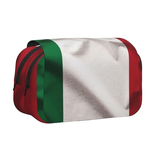 YKLJG Frohe Weihnachten Kunstdruck-Flip-Top Federmäppchen Stift-Organizer mit 2 Reißverschlussfächern, große Kapazität Make-up-Taschen für Schule, Reisen & Büro, Flagge Italien, Einheitsgröße von YKLJG