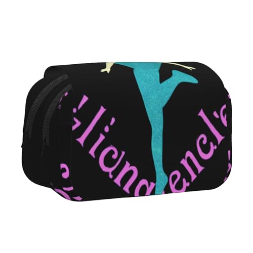 YKLJG Frohe Weihnachten Kunstdruck-Flip-Top Federmäppchen Stift-Organizer mit 2 Reißverschlussfächern, große Kapazität Make-up-Taschen für Schule, Reisen & Büro, I Love Gymnastics, Einheitsgröße von YKLJG