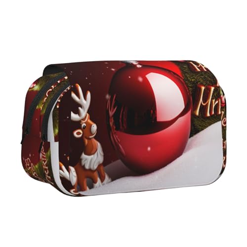YKLJG Frohe Weihnachten Kunstdruck-Flip-Top Federmäppchen Stift-Organizer mit 2 Reißverschlussfächern, große Kapazität Make-up-Taschen für Schule, Reisen & Büro, Merry Christmas Art, Einheitsgröße von YKLJG
