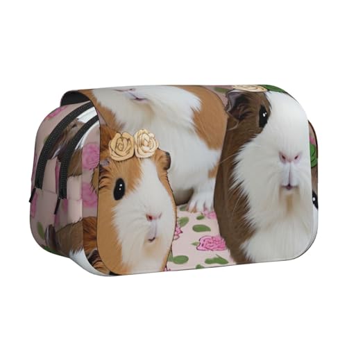 YKLJG I Love Alpacas Print Flip-Top Federmäppchen Stift-Organizer mit 2 Reißverschlussfächern, große Kapazität Make-up-Taschen für Schule, Reisen & Büro, Meerschweinchen und Cupcakes, Einheitsgröße von YKLJG