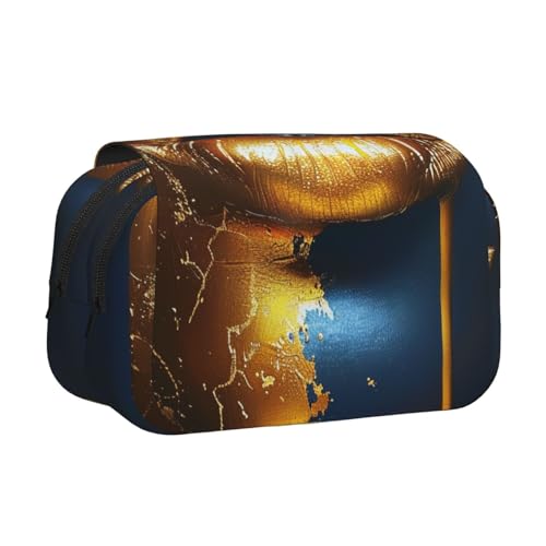 YKLJG Lavender Fields Print Flip Top Pencil Case Pen Organizer with 2 Zipper Compartments, Large Capacity Makeup Bags for School, Travel & Office, Goldlippen, Einheitsgröße, Schulranzen von YKLJG