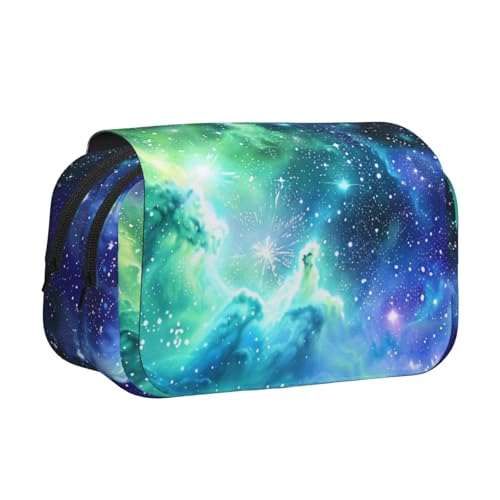 YKLJG Lavender Fields Print Flip Top Pencil Case Pen Organizer with 2 Zipper Compartments, Large Capacity Makeup Bags for School, Travel & Office, Grün-blaue Galaxie, Einheitsgröße, Schulranzen YKLJG Lavender Fields Print Flip Top Pencil Case Pen Organizer with 2 Zipper Compartments, Large Capacity Makeup Bags for School, Travel & Office, Grün-blaue Galaxie, Einheitsgröße, Schulranzen von YKLJG