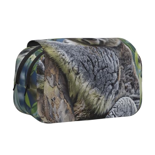 YKLJG Lavender Fields Print Flip Top Pencil Case Pen Organizer with 2 Zipper Compartments, Large Capacity Makeup Bags for School, Travel & Office, Koala, Einheitsgröße, Schulranzen von YKLJG