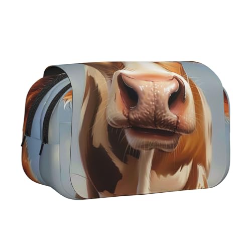 YKLJG Niedliches Lama-Blumendruck, Flip-Top-Federmäppchen, Stift-Organizer mit 2 Reißverschlussfächern, große Kapazität, Make-up-Taschen für Schule, Reisen und Büro, Süße Kuh, Einheitsgröße YKLJG Niedliches Lama-Blumendruck, Flip-Top-Federmäppchen, Stift-Organizer mit 2 Reißverschlussfächern, große Kapazität, Make-up-Taschen für Schule, Reisen und Büro, Süße Kuh, Einheitsgröße von YKLJG