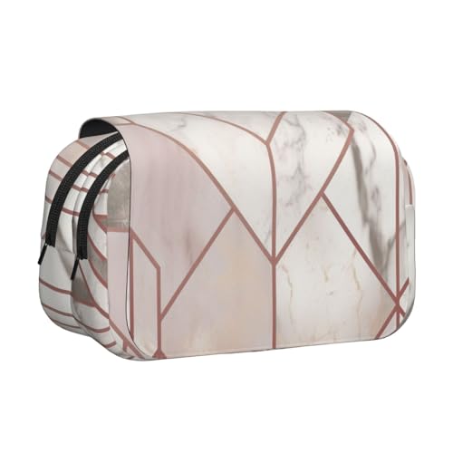 YKLJG Sport-Federmäppchen mit Balldruck, Flip-Top, Stift-Organizer mit 2 Reißverschlussfächern, große Kapazität, Make-up-Taschen für Schule, Reisen und Büro, Rotgoldener Marmor-Hintergrund von YKLJG